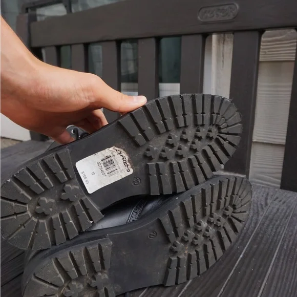 Express Black Leather Combat Men's Boots - Picture 8 of 8